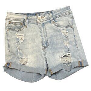 Rue21 Curvy‎ High-Rise Shortie Denim Shorts Light Wash Size 4 Y2K
